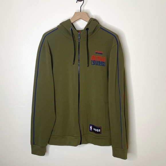 Hugo Boss Other - Hugo Boss NBA Cotton Blend Zip Up Green Hoodie